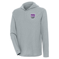 Sacramento Kings Antigua Strong Hold Long Sleeve Henley Hoodie basketball T-shirt - Gray
