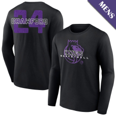 Men's Isaiah Crawford # 24 Sacramento Kings Stellar Long Sleeve Black T-Shirt