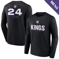 Men's Isaiah Crawford # 24 Sacramento Kings Player Midfielder Long Sleeve Black T-Shirt Men's Isaiah Crawford # 24 Sacramento Kings Player Midfielder Long Sleeve Black T-Shirt