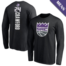 Men's Isaiah Crawford # 24 Sacramento Kings Playmaker Player Long Sleeve Black T-Shirt