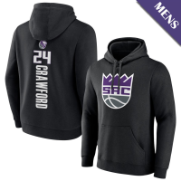 Men's Isaiah Crawford # 24 Sacramento Kings Playmaker Player Black Pullover Hoodie Men's Isaiah Crawford # 24 Sacramento Kings Playmaker Player Black Pullover Hoodie