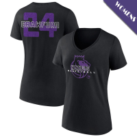 Women's Isaiah Crawford # 24 Sacramento Kings Stellar V-Neck Black T-Shirt