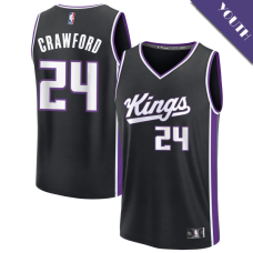 Youth Isaiah Crawford # 24 Sacramento Kings Fast Break Replica Black Icon Edition Jersey