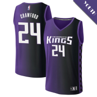Youth Isaiah Crawford # 24 Sacramento Kings Fast Break Replica Purple Statement Edition Jersey