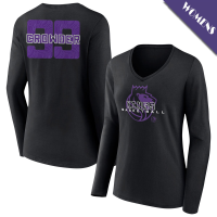 Women's Jae Crowder # 99 Sacramento Kings Stellar Long Sleeve V-Neck Black T-Shirt
