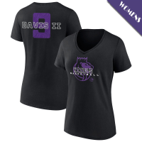 Women's Terence Davis II # 9 Sacramento Kings Stellar V-Neck Black T-Shirt