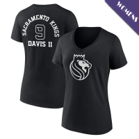 Women's Terence Davis II # 9 Sacramento Kings Player Monochrome V-Neck Black T-Shirt