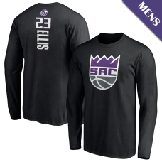 Men's Keon Ellis # 23 Sacramento Kings Playmaker Player Long Sleeve Black T-Shirt