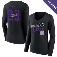 Women's Keon Ellis # 23 Sacramento Kings Hustle Long Sleeve V-Neck Black T-Shirt
