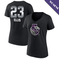 Women's Keon Ellis # 23 Sacramento Kings Midnight Mascot Player V-Neck Black T-Shirt