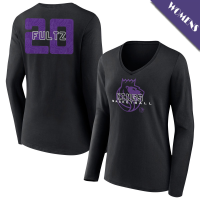 Women's Markelle Fultz # 20 Sacramento Kings Stellar Long Sleeve V-Neck Black T-Shirt