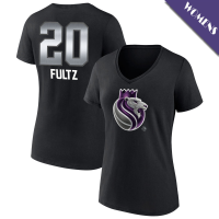 Women's Markelle Fultz # 20 Sacramento Kings Midnight Mascot Player V-Neck Black T-Shirt