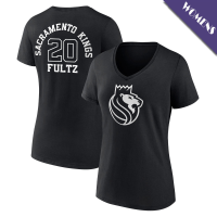 Women's Markelle Fultz # 20 Sacramento Kings Player Monochrome V-Neck Black T-Shirt