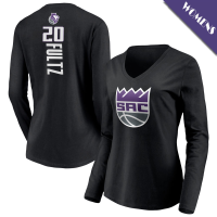 Women's Markelle Fultz # 20 Sacramento Kings Playmaker Player Long Sleeve V-Neck Black T-Shirt