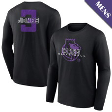 Men's Isaac Jones # 3 Sacramento Kings Stellar Long Sleeve Black T-Shirt