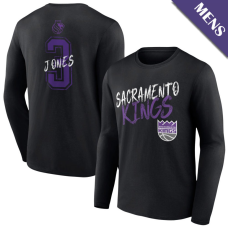 Men's Isaac Jones # 3 Sacramento Kings Hustle Long Sleeve Black T-Shirt