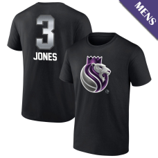 Men's Isaac Jones # 3 Sacramento Kings Midnight Mascot Player Black T-Shirt