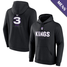 Men's Isaac Jones # 3 Sacramento Kings Player Midfielder Black Pullover Hoodie