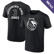Men's Isaac Jones # 3 Sacramento Kings Player Monochrome Black T-Shirt