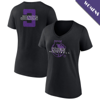 Women's Isaac Jones # 3 Sacramento Kings Stellar V-Neck Black T-Shirt
