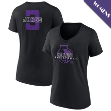 Women's Isaac Jones # 3 Sacramento Kings Stellar V-Neck Black T-Shirt