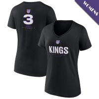 Women's Isaac Jones # 3 Sacramento Kings Player Midfielder V-Neck Black T-Shirt