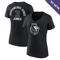 Women's Isaac Jones # 3 Sacramento Kings Player Monochrome V-Neck Black T-Shirt