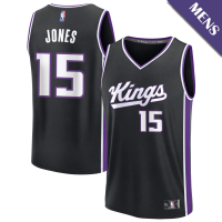 Men's Mason Jones # 15 Sacramento Kings Fast Break Icon Edition Black Jersey