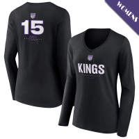 Women's Mason Jones # 15 Sacramento Kings Player Midfielder Long Sleeve V-Neck Black T-Shirt