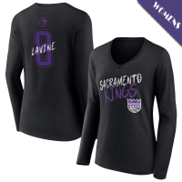 Women's Zach LaVine # 8 Sacramento Kings Hustle Long Sleeve V-Neck Black T-Shirt