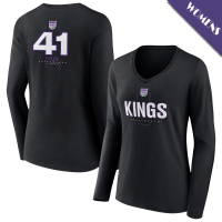Women's Trey Lyles # 41 Sacramento Kings Player Midfielder Long Sleeve V-Neck Black T-Shirt
