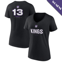 Women's Keegan Murray # 13 Sacramento Kings Player Midfielder V-Neck Black T-Shirt