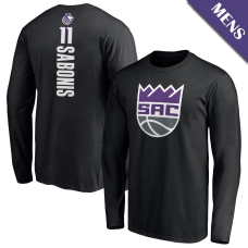 Men's Domantas Sabonis # 11 Sacramento Kings Playmaker Player Long Sleeve Black T-Shirt