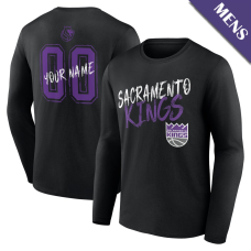 Men's Custom Sacramento Kings Hustle Long Sleeve Black T-Shirt Men's Custom Sacramento Kings Hustle Long Sleeve Black T-Shirt