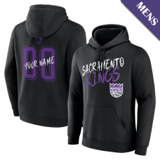 Men's Custom Sacramento Kings Hustle Black Pullover Hoodie Men's Custom Sacramento Kings Hustle Black Pullover Hoodie