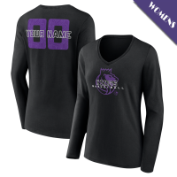 Women's Custom Sacramento Kings Stellar Long Sleeve V-Neck Black T-Shirt Women's Custom Sacramento Kings Stellar Long Sleeve V-Neck Black T-Shirt