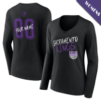 Women's Custom Sacramento Kings Hustle Long Sleeve V-Neck Black T-Shirt Women's Custom Sacramento Kings Hustle Long Sleeve V-Neck Black T-Shirt