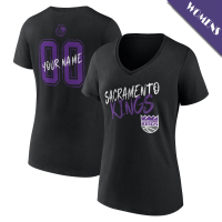 Women's Custom Sacramento Kings Hustle V-Neck Black T-Shirt Women's Custom Sacramento Kings Hustle V-Neck Black T-Shirt