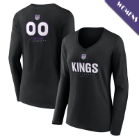 Women's Custom Sacramento Kings Personalized Name & Number Midfielder Long Sleeve V-Neck Black T-Shirt Women's Custom Sacramento Kings Personalized Name & Number Midfielder Long Sleeve V-Neck Black T-Shirt