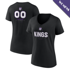 Women's Custom Sacramento Kings Personalized Name & Number Midfielder V-Neck Black T-Shirt Women's Custom Sacramento Kings Personalized Name & Number Midfielder V-Neck Black T-Shirt