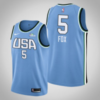 2019 NBA Rising Star Mens Team World De'Aaron Fox #5 Blue Swingman Jersey