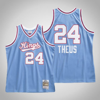 Mens Sacramento Kings Reggie Theus #24 Blue 1985-86 Hardwood Classics Authentic Jersey