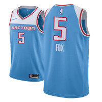 Men NBA 2018-19 De'Aaron Fox Sacramento Kings #5 City Edition Blue Jersey