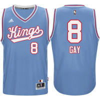 Rudy Gay Sacramento Kings #8 1985-1986 Light Blue Hardwood Classics Swingman Performance Jersey