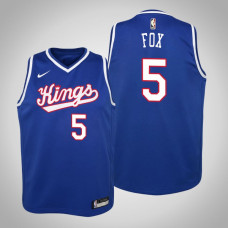 Youth De'Aaron Fox Sacramento Kings #5 Hardwood Classics Royal 2020 Season Jersey