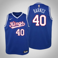 Youth Harrison Barnes Sacramento Kings #40 Hardwood Classics Royal 2020 Season Jersey
