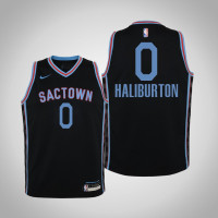Youth Tyrese Haliburton Sacramento Kings #0 City Black 2021 Season Jersey